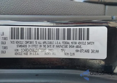 2018 Dodge Durango Gt Rwd z USA, uszkodzony, nr VIN 1C4RDHDG6JC473905